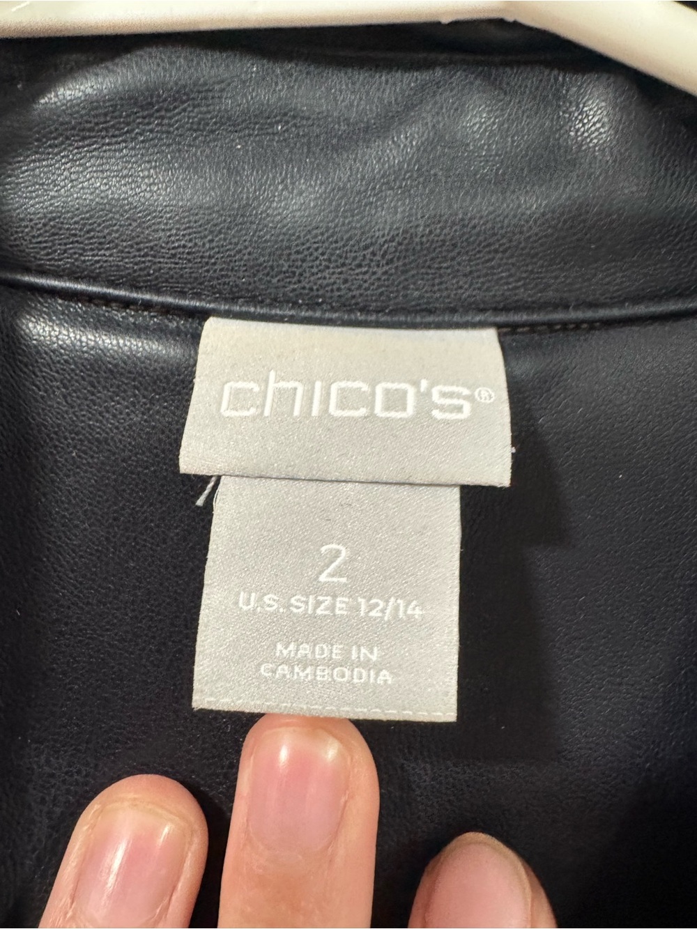 Chico's Navy Leather Button-Front Jacket - Picture 4 of 8